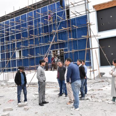 DC Nubra Mukul Beniwal inspecting ongoing auditorium, hostel and academic block construction works at Government Degree College Nubra.