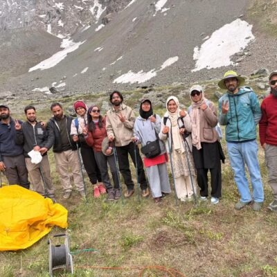 Geology students from GDC Drass conducting glacier survey during ISRO-NASA NISAR research mission.